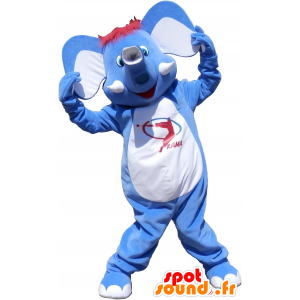 Mascot blauwe en witte olifant plezier - MASFR032519 - Elephant Mascot