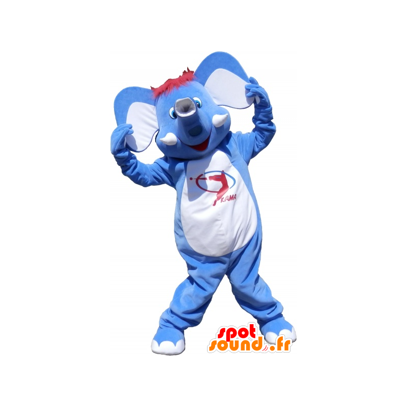 Blu mascotte e elefante bianco, divertimento - MASFR032519 - Mascotte elefante