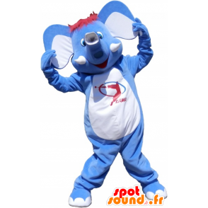 Blu mascotte e elefante bianco, divertimento - MASFR032519 - Mascotte elefante