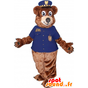 Mascotte de nounours marron en tenue de gardien de zoo - MASFR032520 - Mascotte d'ours