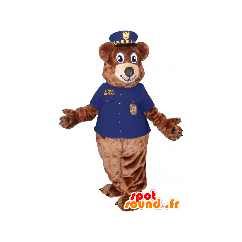 Mascotte de nounours marron en tenue de gardien de zoo - MASFR032520 - Mascotte d'ours