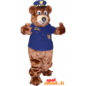 Brown teddy mascot holding zookeeper - MASFR032520 - Bear mascot