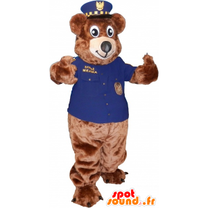 Bruine teddy mascotte houdt dierenverzorger - MASFR032520 - Bear Mascot