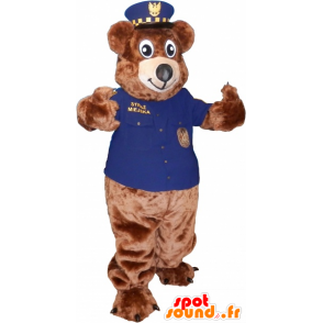 Mascotte de nounours marron en tenue de gardien de zoo - MASFR032520 - Mascotte d'ours