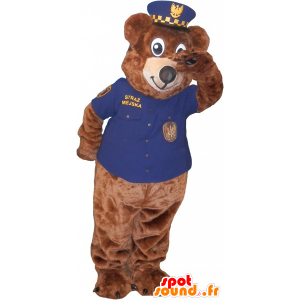 Mascotte de nounours marron en tenue de gardien de zoo - MASFR032520 - Mascotte d'ours