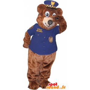 Brown teddy mascot holding zookeeper - MASFR032520 - Bear mascot