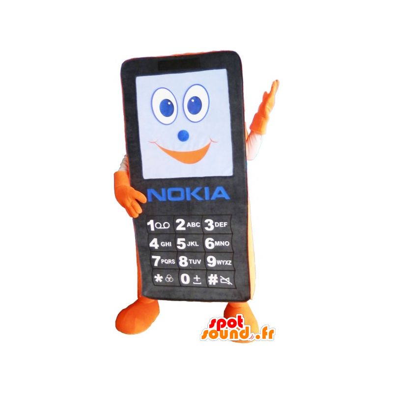 Mascot Nokia mobile phone black and orange - MASFR032521 - Mascottes de téléphone