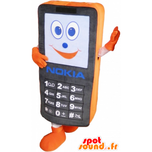 Mascot Nokia mobile phone black and orange - MASFR032521 - Mascottes de téléphone