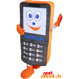 Sort og orange Nokia mobiltelefon maskot - Spotsound maskot