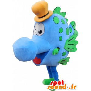 Hele blå og hvid snemand maskot - Spotsound maskot