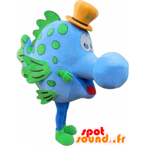 Hele blå og hvid snemand maskot - Spotsound maskot