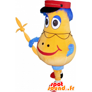 Gul och blå maskot för snögubbe, potatis - Spotsound maskot