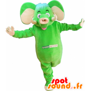 Maskot zelený a béžový slon, zábavný a barevný - MASFR032530 - slon Maskot
