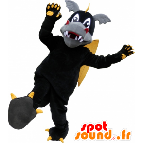 Black Dragon mascotte, giallo e grigio carino - MASFR032532 - Mascotte drago