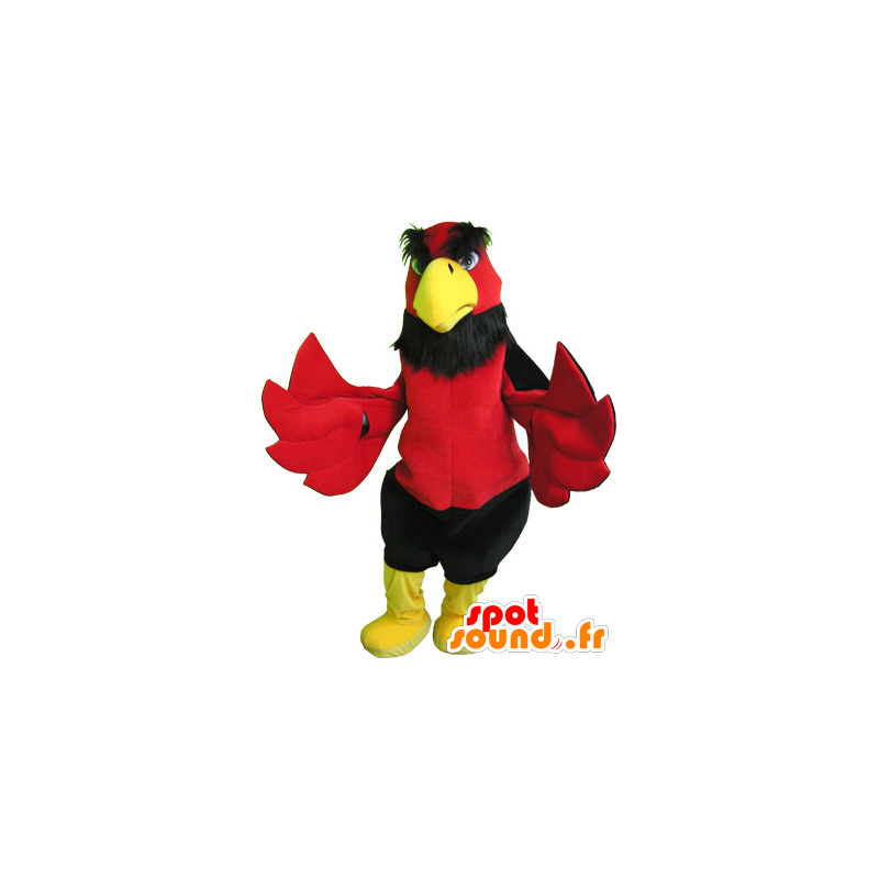 Mascot red bird, black and yellow, and funny giant - MASFR032534 - Mascot of birds