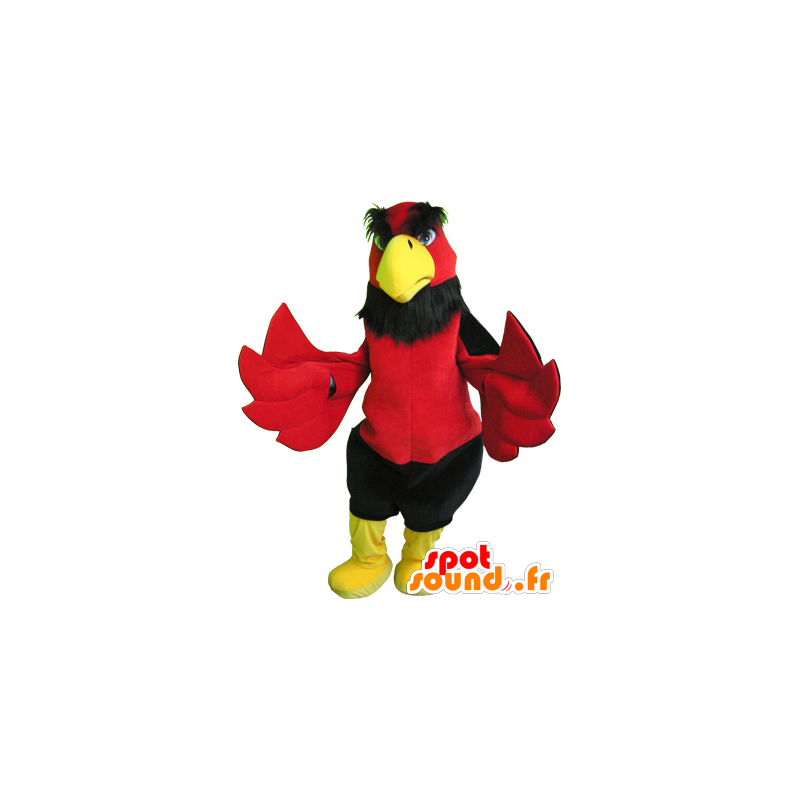 Maskotka czerwony ptak, czarny i żółty, a zabawny gigant - MASFR032534 - ptaki Mascot