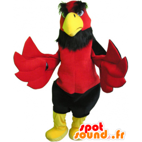 Mascot red bird, black and yellow, and funny giant - MASFR032534 - Mascot of birds