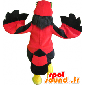 Rød, sort og gul fuglemaskot, kæmpe og sjov - Spotsound maskot