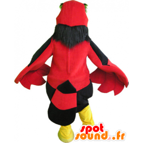 Rød, sort og gul fuglemaskot, kæmpe og sjov - Spotsound maskot