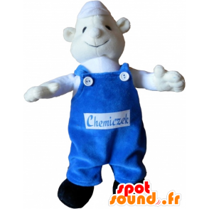 Valkoinen Lumiukko Mascot kanssa sininen haalari - MASFR032536 - Mascottes Homme