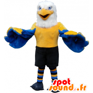 Águila de la mascota azul, amarillo y blanco en ropa deportiva - MASFR032537 - Mascota de deportes