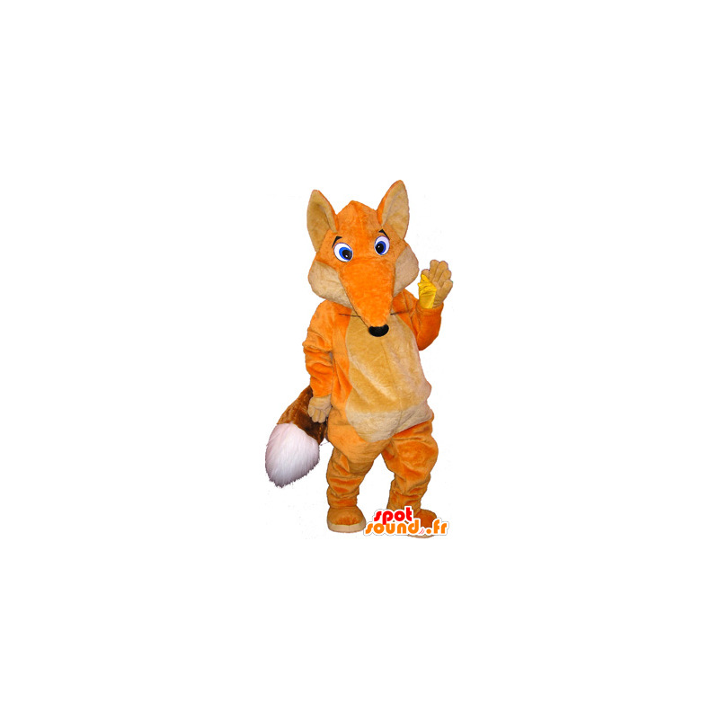 Arancione e bianco mascotte volpe con gli occhi azzurri - MASFR032538 - Mascotte Fox