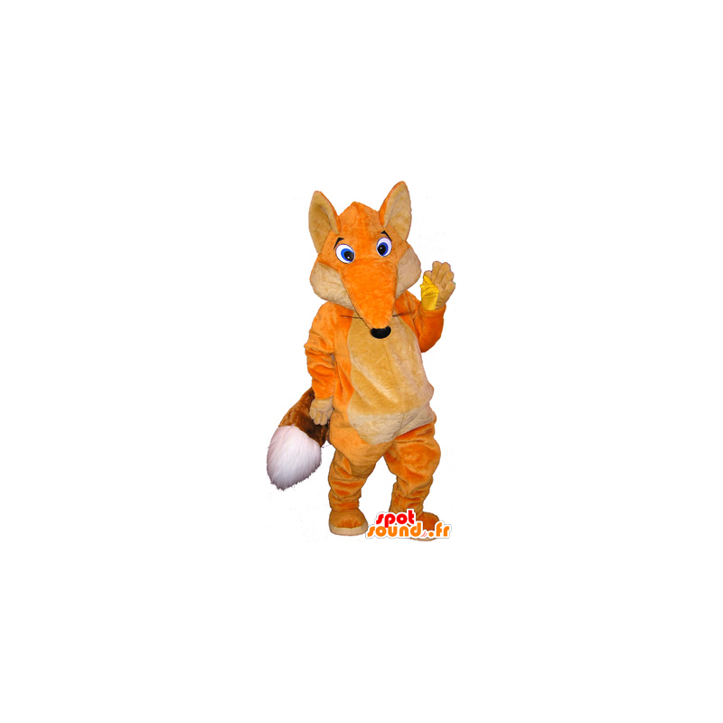 Mascotte de renard orange et blanc avec les yeux bleus - MASFR032538 - Mascottes Renard