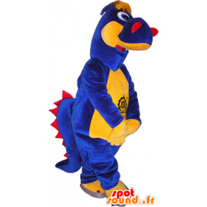 Dinosaurier-Maskottchen blau, gelb und rot - MASFR032541 - Maskottchen-Dinosaurier