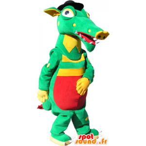 Grønn krokodille Mascot, gult og rødt - MASFR032545 - Crocodile Maskoter