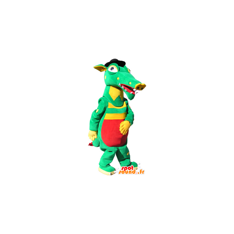 Green crocodile mascot, yellow and red - MASFR032545 - Mascots Crocodile