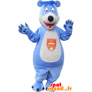 Mascot bear, blue and white teddy - MASFR032546 - Bear mascot