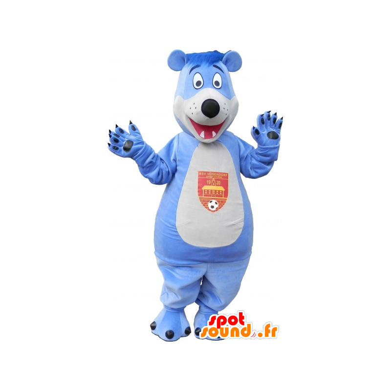 Mascot bear, blue and white teddy - MASFR032546 - Bear mascot