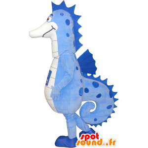 Mascotte d'hippocampe bleu et blanc, très réussi - MASFR032551 - Mascottes Hippopotame
