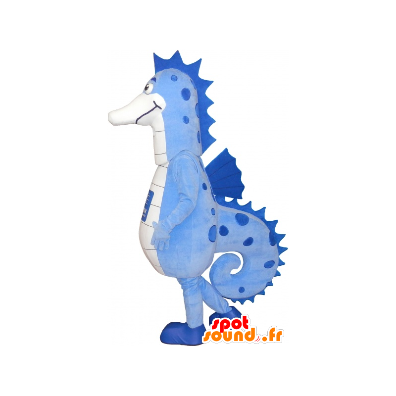 Mascot blauw en wit zeepaardje, zeer succesvol - MASFR032551 - Hippo Mascottes