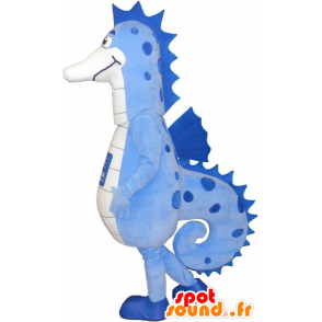Mascot blauw en wit zeepaardje, zeer succesvol - MASFR032551 - Hippo Mascottes