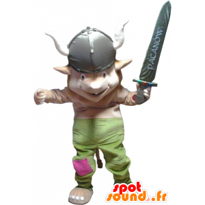 Mascotte de lutin, de gnome en tenue de Viking - MASFR032553 - Mascottes Noël