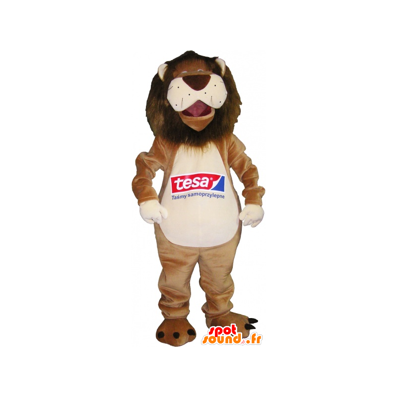 Beige Löwe Maskottchen und sehr lustig weiß - MASFR032554 - Löwen-Maskottchen