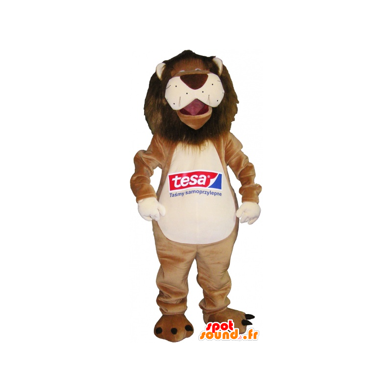 Beige lion mascot and very funny white - MASFR032554 - Lion mascots