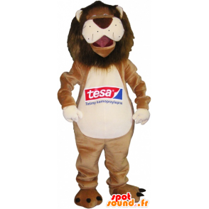 Beige Löwe Maskottchen und sehr lustig weiß - MASFR032554 - Löwen-Maskottchen