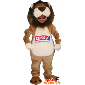 Beige leeuw mascotte en erg grappig wit - MASFR032554 - Lion Mascottes