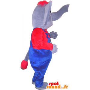 Mascotte d'éléphant avec une tenue bleue et rouge - MASFR032558 - Mascottes Elephant