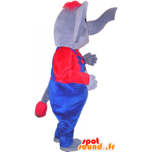 Elefant maskot med et blåt og rødt tøj - Spotsound maskot