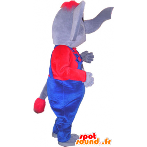 Elephant mascot with a red and blue outfit - MASFR032558 - Elephant mascots