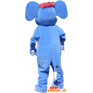 Slon maskot s modré šaty a červené - MASFR032558 - slon Maskot