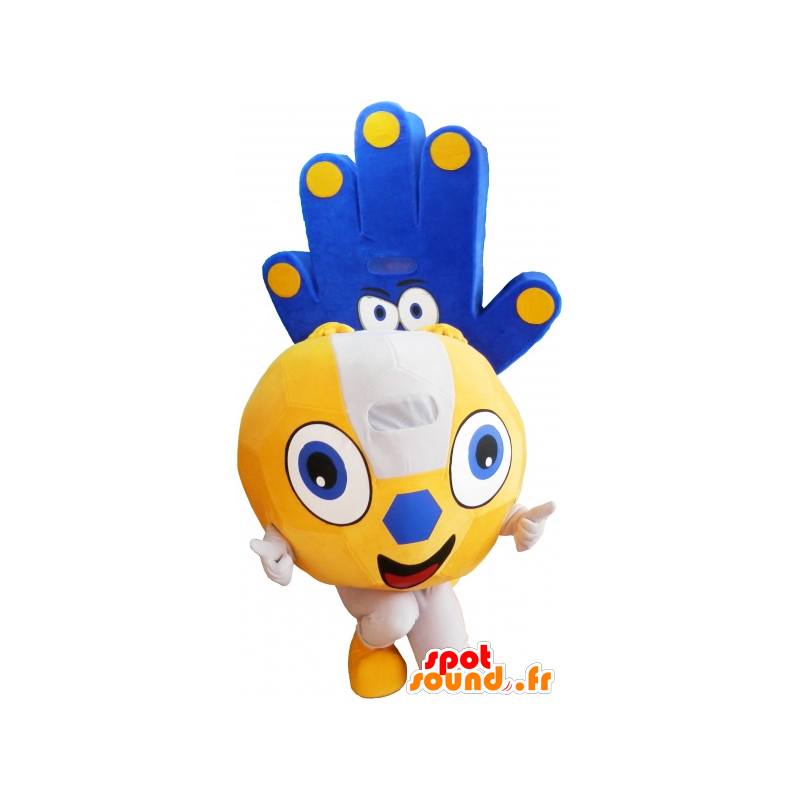 2 mascotas: una bola de color amarillo y una mano azul - MASFR032559 - Mascotas de objetos