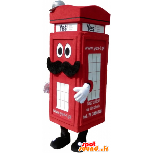 London-stil rød telefonboks maskot - Spotsound maskot