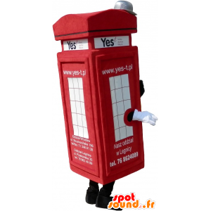 London-stil rød telefonboks maskot - Spotsound maskot