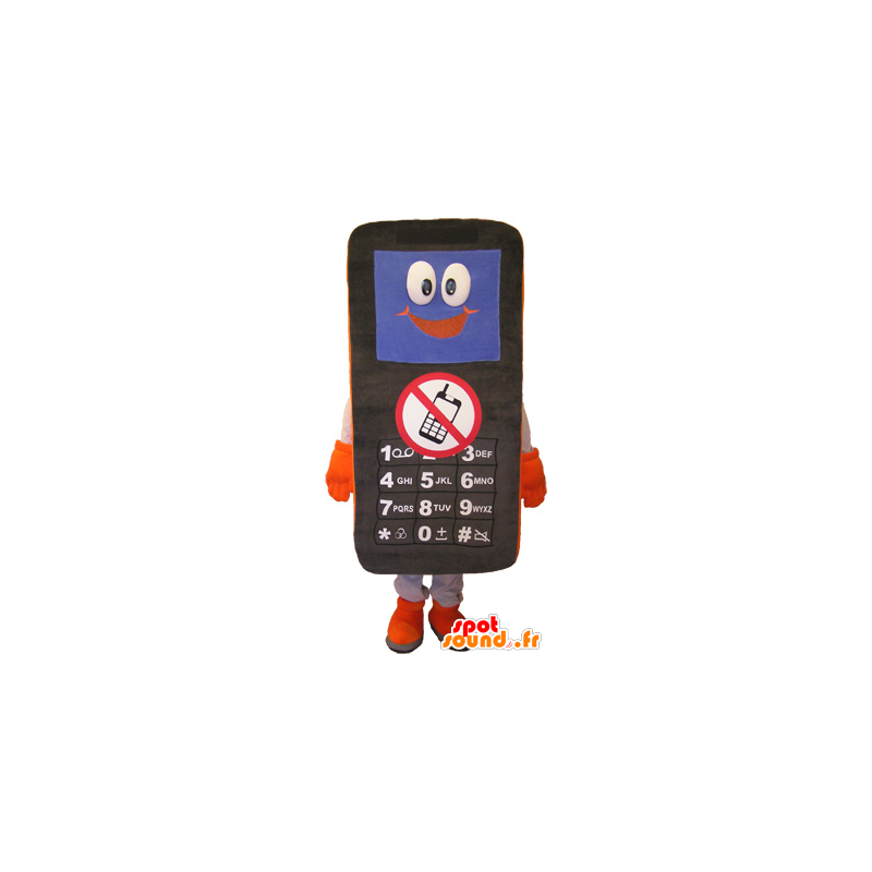 Telefono cellulare nero mascotte, bianco e arancio - MASFR032562 - Mascottes de téléphone