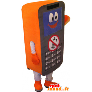 Cell Phone Svart Mascot, hvitt og oransje - MASFR032562 - Maskoter telefoner