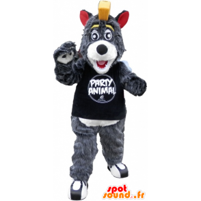 Groothandel Mascot grijze en witte beer met een gele kuif - MASFR032563 - Bear Mascot